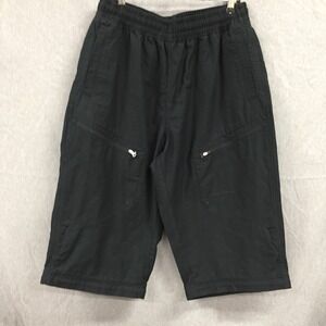 Converse Mens Black Cargo Shorts Elastic‎ Waist Zip Pockets Size Medium